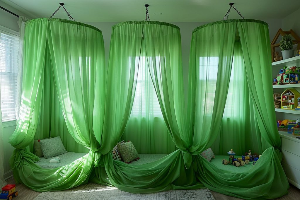 Créer un havre de paix : Les ciels de lit verts pour une chambre d’enfant pleine de fraîcheur et de fantaisie